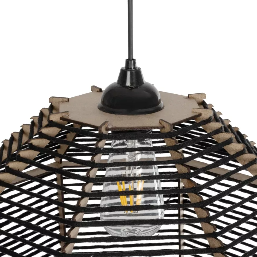 GLOBOSTAR® VORK  Boho Κρεμαστό Φωτιστικό Οροφής με Ντουί 1 x E27 AC 220-240V IP20 - Μαύρο - M40 x Π40 x Υ36cm