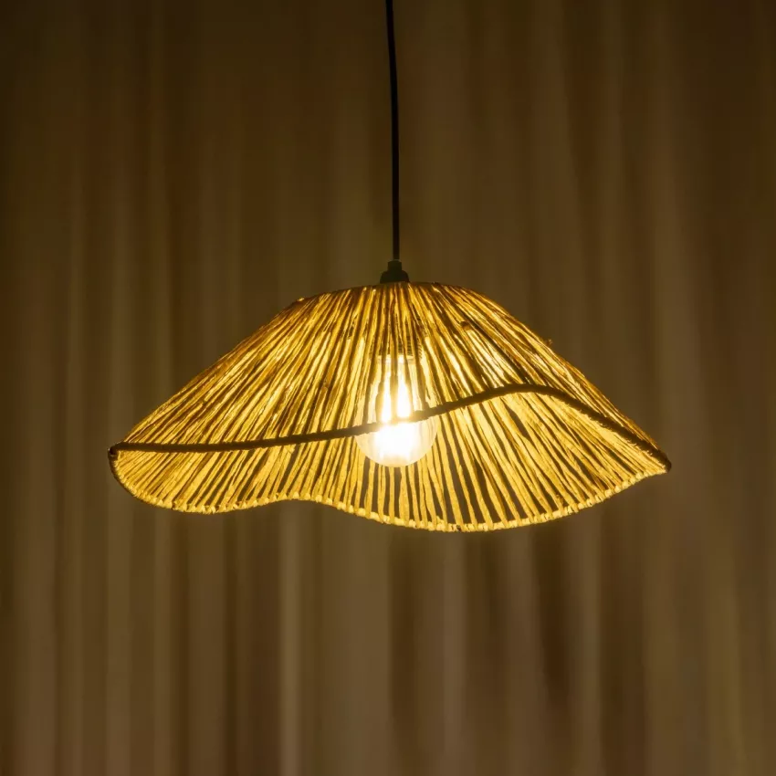 GLOBOSTAR® CHAPEAU  Boho Κρεμαστό Φωτιστικό Οροφής με Ντουί 1 x E27 AC 220-240V IP20 - Μπεζ - M41 x Π41 x Υ17cm