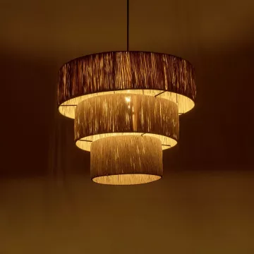 GLOBOSTAR® COROIN  Boho Κρεμαστό Φωτιστικό Οροφής με Ντουί 1 x E27 AC 220-240V IP20 - Μπεζ - M40 x Π40 x Υ35cm