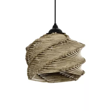 GLOBOSTAR® HUSLE  Boho Κρεμαστό Φωτιστικό Οροφής με Ντουί 1 x E27 AC 220-240V IP20 - Μπεζ - M24 x Π24 x Υ21cm