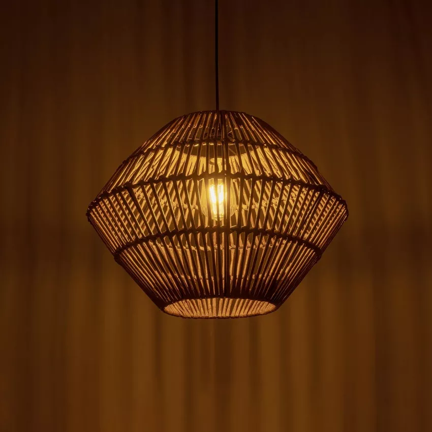 GLOBOSTAR® KEGEL  Boho Κρεμαστό Φωτιστικό Οροφής με Ντουί 1 x E27 AC 220-240V IP20 - Μπεζ - M46 x Π46 x Υ35cm