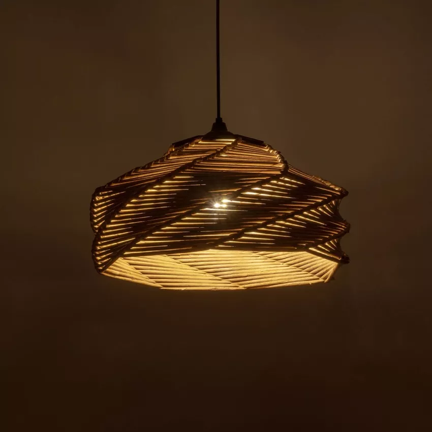 GLOBOSTAR® OLET  Boho Κρεμαστό Φωτιστικό Οροφής με Ντουί 1 x E27 AC 220-240V IP20 - Μπεζ - M38 x Π38 x Υ23cm