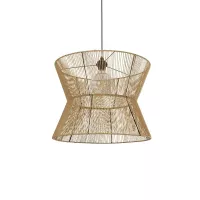 GLOBOSTAR® UPCONE  Boho Κρεμαστό Φωτιστικό Οροφής με Ντουί 1 x E27 AC 220-240V IP20 - Μπεζ - M50 x Π50 x 43cm