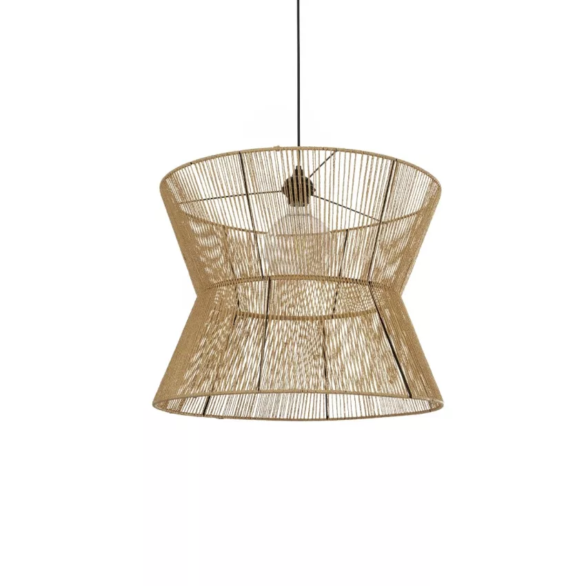 GLOBOSTAR® UPCONE  Boho Κρεμαστό Φωτιστικό Οροφής με Ντουί 1 x E27 AC 220-240V IP20 - Μπεζ - M50 x Π50 x 43cm