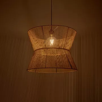 GLOBOSTAR® UPCONE  Boho Κρεμαστό Φωτιστικό Οροφής με Ντουί 1 x E27 AC 220-240V IP20 - Μπεζ - M50 x Π50 x 43cm