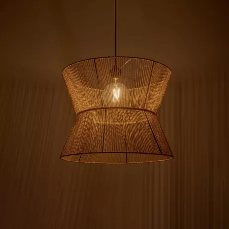 GLOBOSTAR® UPCONE  Boho Κρεμαστό Φωτιστικό Οροφής με Ντουί 1 x E27 AC 220-240V IP20 - Μπεζ - M50 x Π50 x 43cm