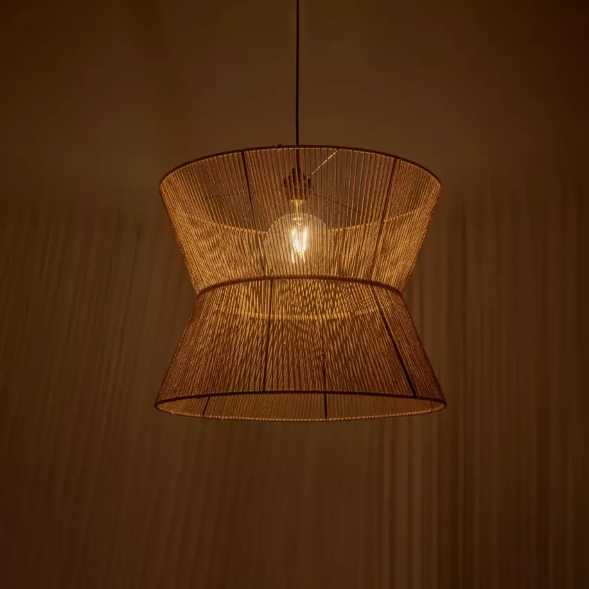 GLOBOSTAR® UPCONE  Boho Κρεμαστό Φωτιστικό Οροφής με Ντουί 1 x E27 AC 220-240V IP20 - Μπεζ - M50 x Π50 x 43cm