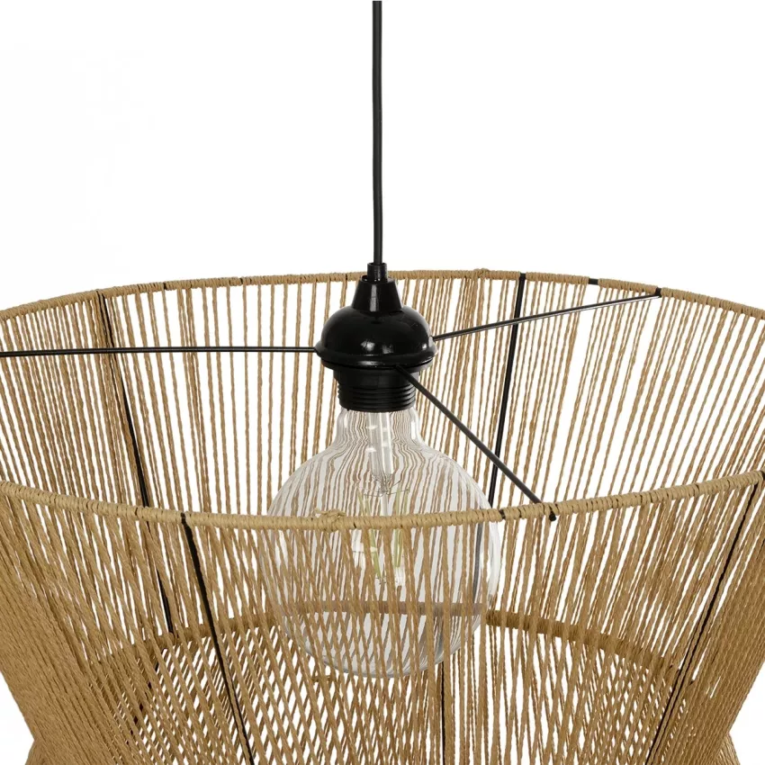 GLOBOSTAR® UPCONE  Boho Κρεμαστό Φωτιστικό Οροφής με Ντουί 1 x E27 AC 220-240V IP20 - Μπεζ - M50 x Π50 x 43cm