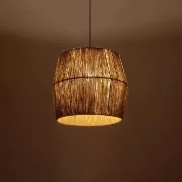 GLOBOSTAR® CONE  Boho Κρεμαστό Φωτιστικό Οροφής με Ντουί 1 x E27 AC 220-240V IP20 - Μπεζ - M38 x Π38 x Υ34cm