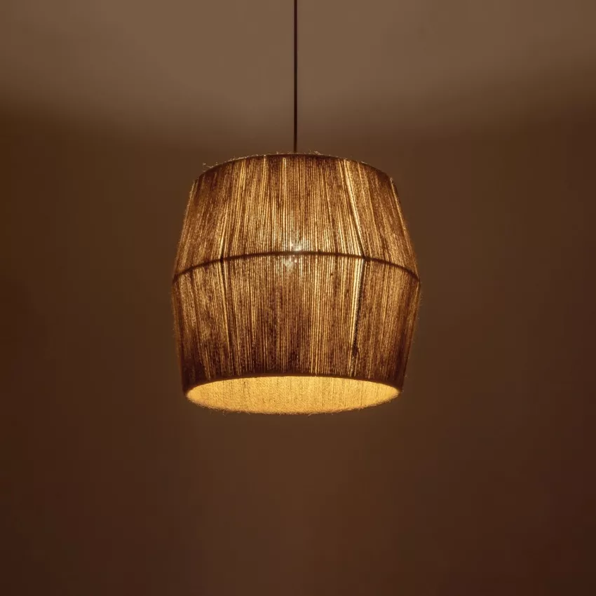 GLOBOSTAR® CONE  Boho Κρεμαστό Φωτιστικό Οροφής με Ντουί 1 x E27 AC 220-240V IP20 - Μπεζ - M38 x Π38 x Υ34cm