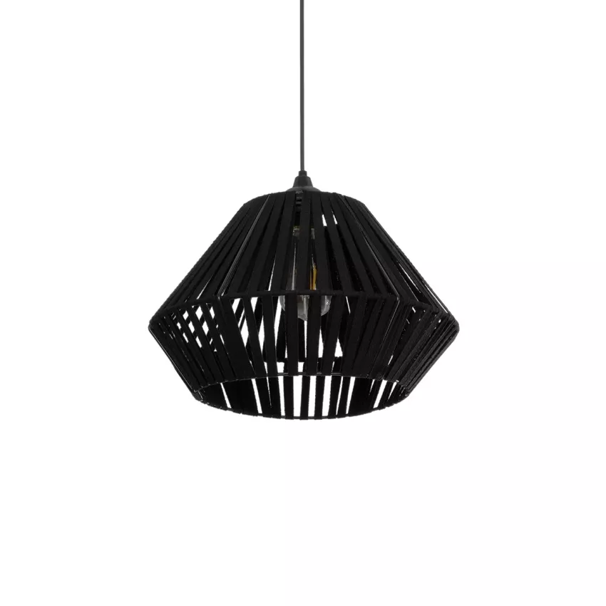 GLOBOSTAR® NUI  Boho Κρεμαστό Φωτιστικό Οροφής με Ντουί 1 x E27 AC 220-240V IP20 - Μαύρο - M36 x Π36 x Υ27cm