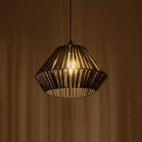 GLOBOSTAR® NUI  Boho Κρεμαστό Φωτιστικό Οροφής με Ντουί 1 x E27 AC 220-240V IP20 - Μαύρο - M36 x Π36 x Υ27cm