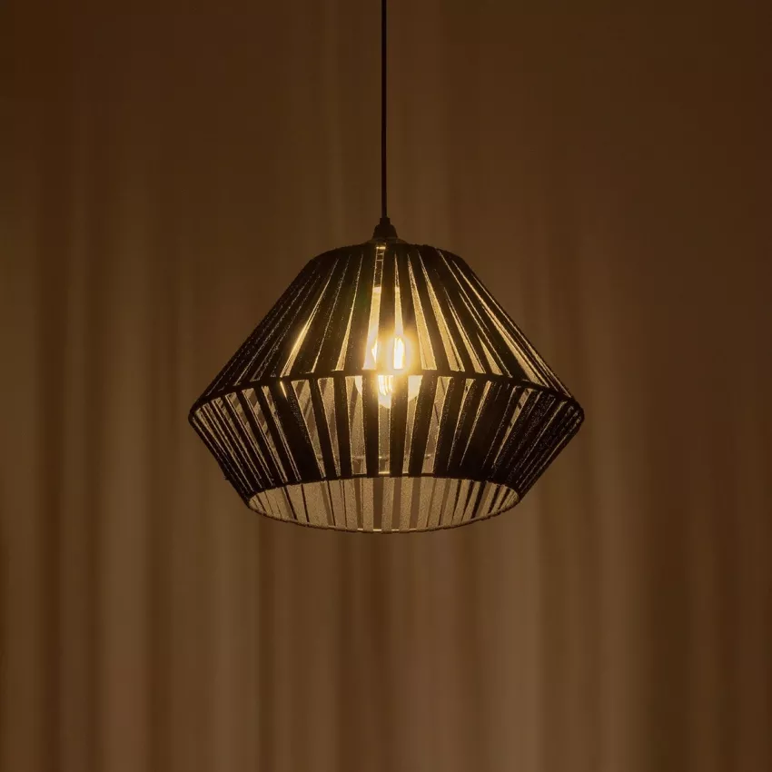 GLOBOSTAR® NUI  Boho Κρεμαστό Φωτιστικό Οροφής με Ντουί 1 x E27 AC 220-240V IP20 - Μαύρο - M36 x Π36 x Υ27cm