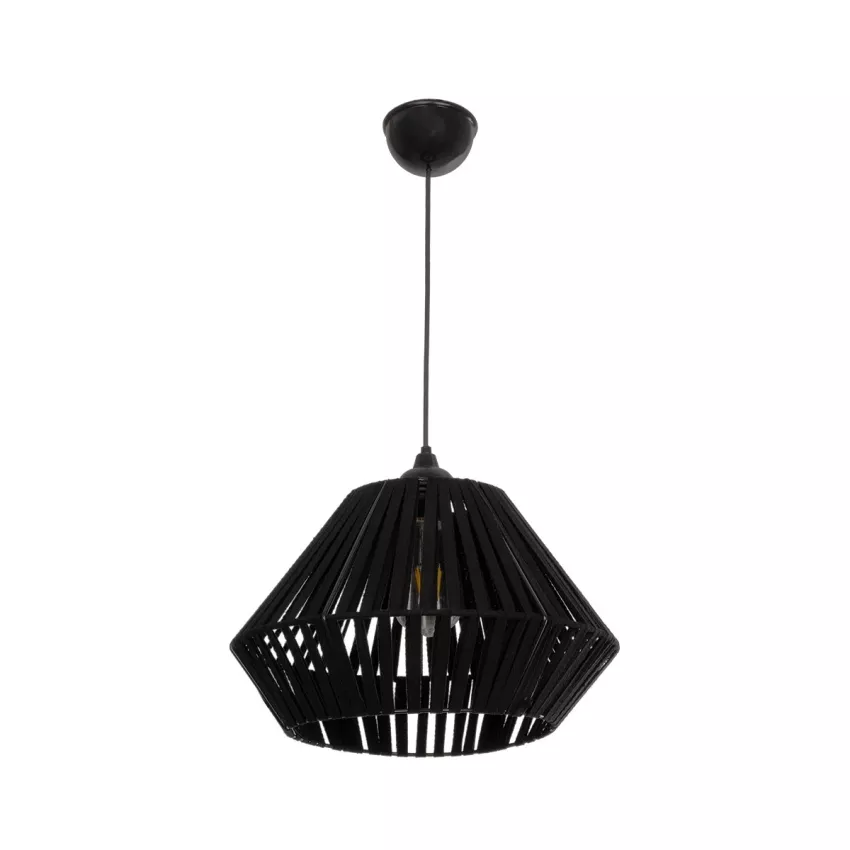 GLOBOSTAR® NUI  Boho Κρεμαστό Φωτιστικό Οροφής με Ντουί 1 x E27 AC 220-240V IP20 - Μαύρο - M36 x Π36 x Υ27cm