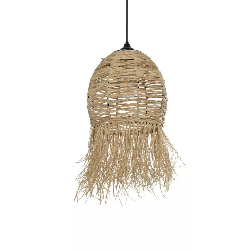 GLOBOSTAR® ROKA  Boho Κρεμαστό Φωτιστικό Οροφής με Ντουί 1 x E27 AC 220-240V IP20 - Μπεζ - M25 x Π25 x Υ45cm