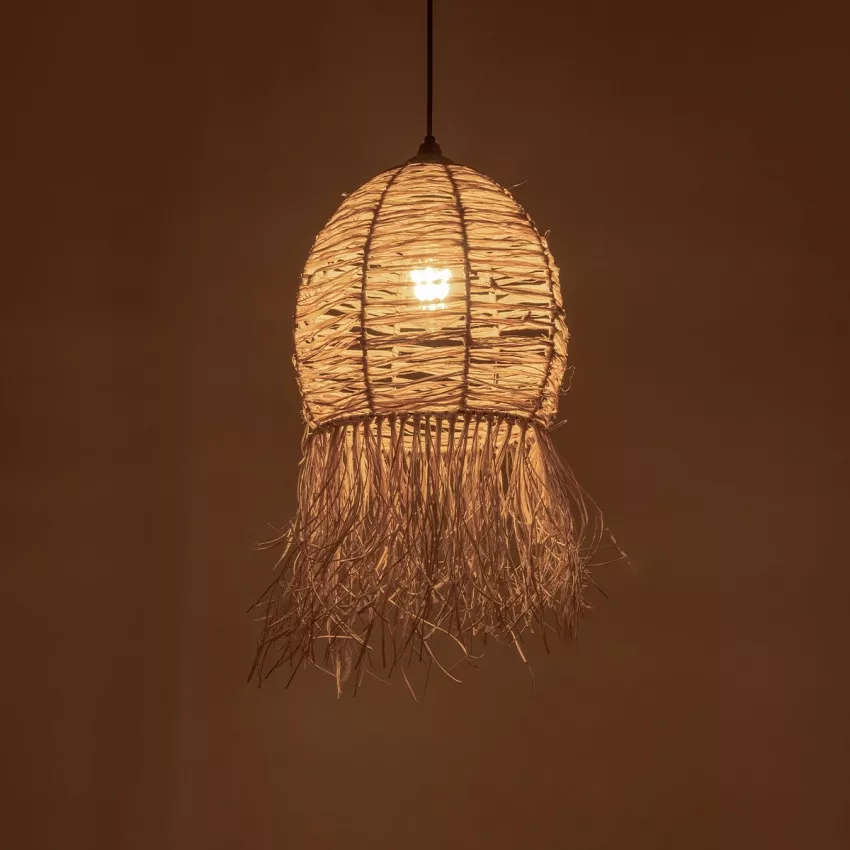 GLOBOSTAR® ROKA  Boho Κρεμαστό Φωτιστικό Οροφής με Ντουί 1 x E27 AC 220-240V IP20 - Μπεζ - M25 x Π25 x Υ45cm