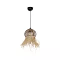 GLOBOSTAR® RIKTA  Boho Κρεμαστό Φωτιστικό Οροφής με Ντουί 1 x E27 AC 220-240V IP20 - Μπεζ - M20 x Π20 x Υ30cm
