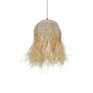 GLOBOSTAR® PLUVIA  Boho Κρεμαστό Φωτιστικό Οροφής με Ντουί 1 x E27 AC 220-240V IP20 - Μπεζ - M40 x Π40 x Υ70cm