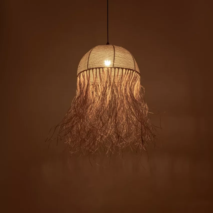 GLOBOSTAR® PLUVIA  Boho Κρεμαστό Φωτιστικό Οροφής με Ντουί 1 x E27 AC 220-240V IP20 - Μπεζ - M40 x Π40 x Υ70cm