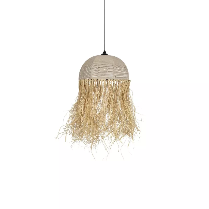 GLOBOSTAR® PLUVIA  Boho Κρεμαστό Φωτιστικό Οροφής με Ντουί 1 x E27 AC 220-240V IP20 - Μπεζ - M40 x Π40 x Υ70cm