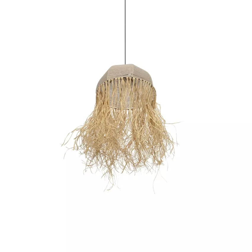 GLOBOSTAR® PLUVIA  Boho Κρεμαστό Φωτιστικό Οροφής με Ντουί 1 x E27 AC 220-240V IP20 - Μπεζ - M40 x Π40 x Υ70cm