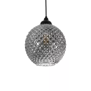 GLOBOSTAR® KEGEL  Μοντέρνο Κρεμαστό Φωτιστικό Οροφής με Ντουί 1 x E27 AC 220-240V IP20 - Μαύρο Φιμέ - Μ20 x Π20 x Υ20cm