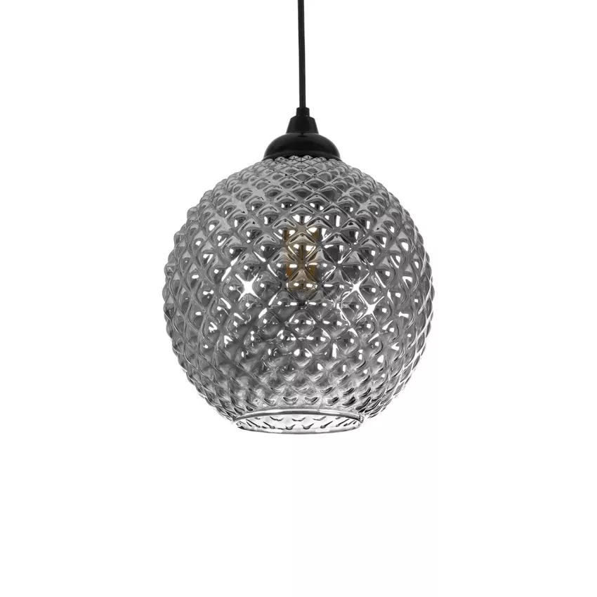 GLOBOSTAR® KEGEL  Μοντέρνο Κρεμαστό Φωτιστικό Οροφής με Ντουί 1 x E27 AC 220-240V IP20 - Μαύρο Φιμέ - Μ20 x Π20 x Υ20cm