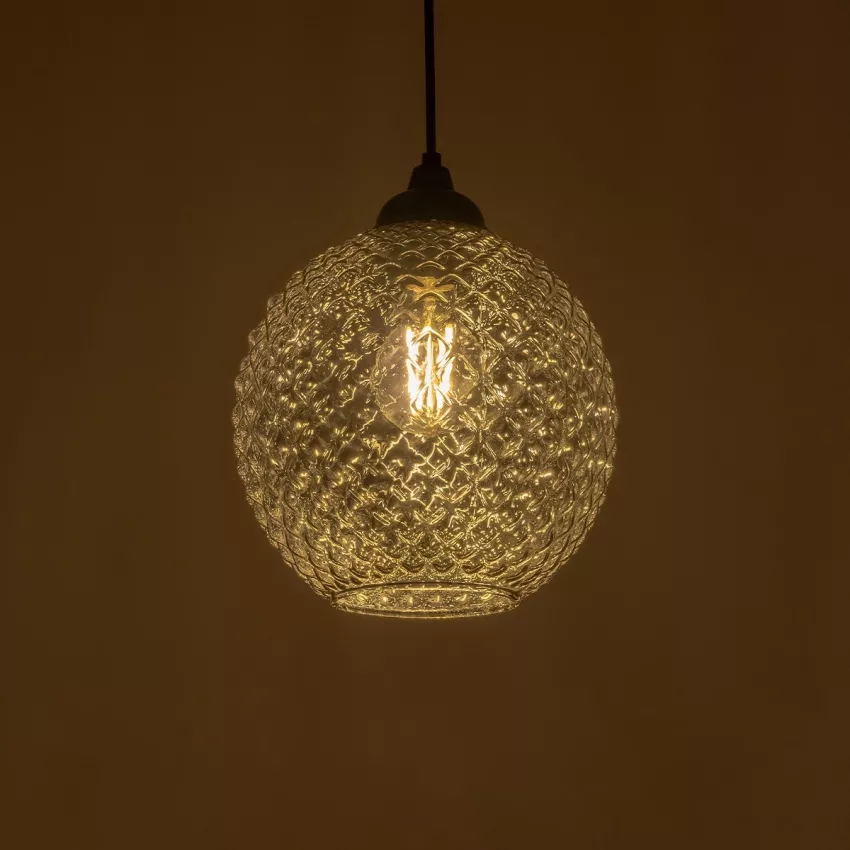 GLOBOSTAR® KEGEL  Μοντέρνο Κρεμαστό Φωτιστικό Οροφής με Ντουί 1 x E27 AC 220-240V IP20 - Μαύρο Φιμέ - Μ20 x Π20 x Υ20cm