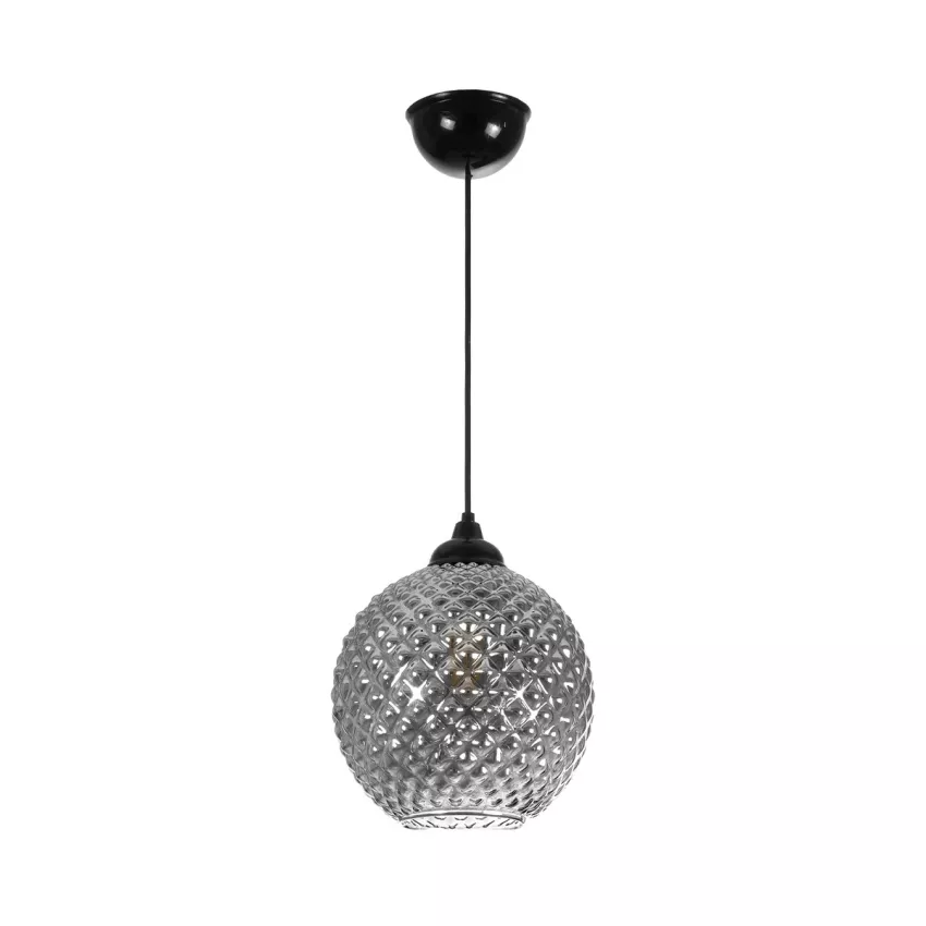 GLOBOSTAR® KEGEL  Μοντέρνο Κρεμαστό Φωτιστικό Οροφής με Ντουί 1 x E27 AC 220-240V IP20 - Μαύρο Φιμέ - Μ20 x Π20 x Υ20cm