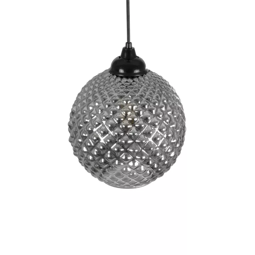 GLOBOSTAR® KEGEL  Μοντέρνο Κρεμαστό Φωτιστικό Οροφής με Ντουί 1 x E27 AC 220-240V IP20 - Μαύρο Φιμέ - Μ20 x Π20 x Υ20cm