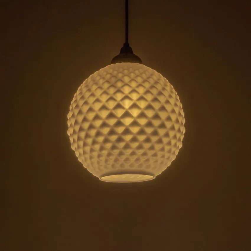 GLOBOSTAR® KEGEL  Μοντέρνο Κρεμαστό Φωτιστικό Οροφής με Ντουί 1 x E27 AC 220-240V IP20 - Λευκό - Μ20 x Π20 x Υ20cm