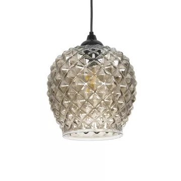 GLOBOSTAR® KEGEL  Μοντέρνο Κρεμαστό Φωτιστικό Οροφής με Ντουί 1 x E27 AC 220-240V IP20 - Μαύρο Φιμέ - Μ19 x Π19 x Υ19cm