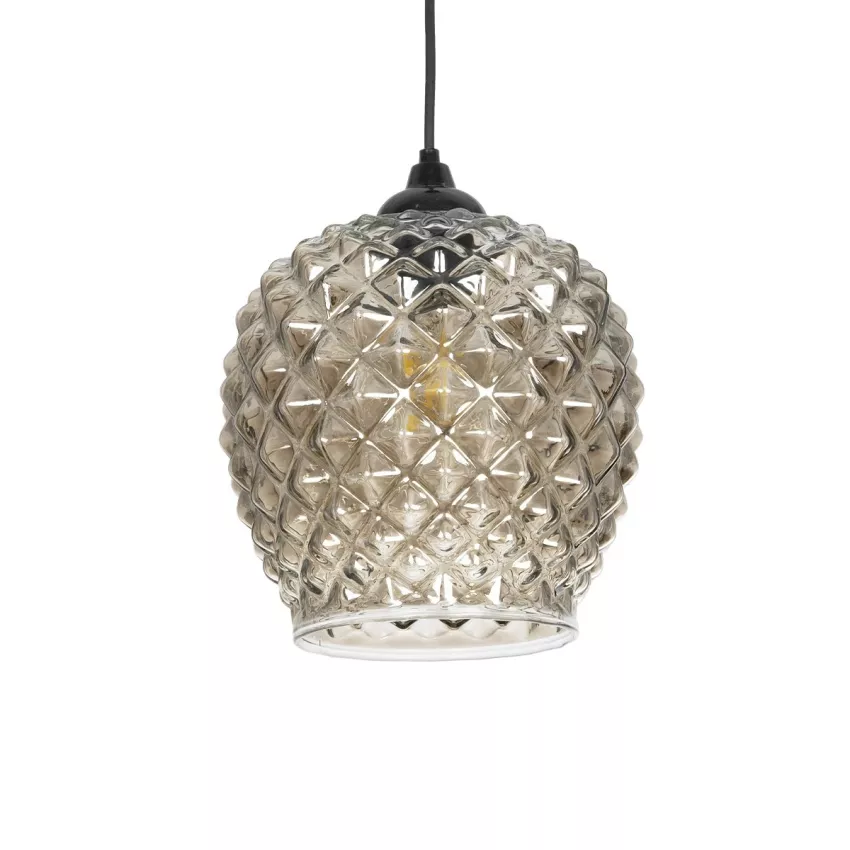 GLOBOSTAR® KEGEL  Μοντέρνο Κρεμαστό Φωτιστικό Οροφής με Ντουί 1 x E27 AC 220-240V IP20 - Μαύρο Φιμέ - Μ19 x Π19 x Υ19cm