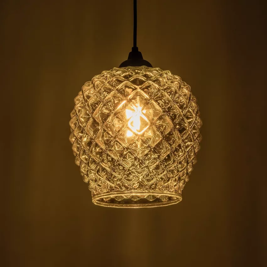 GLOBOSTAR® KEGEL  Μοντέρνο Κρεμαστό Φωτιστικό Οροφής με Ντουί 1 x E27 AC 220-240V IP20 - Μαύρο Φιμέ - Μ19 x Π19 x Υ19cm