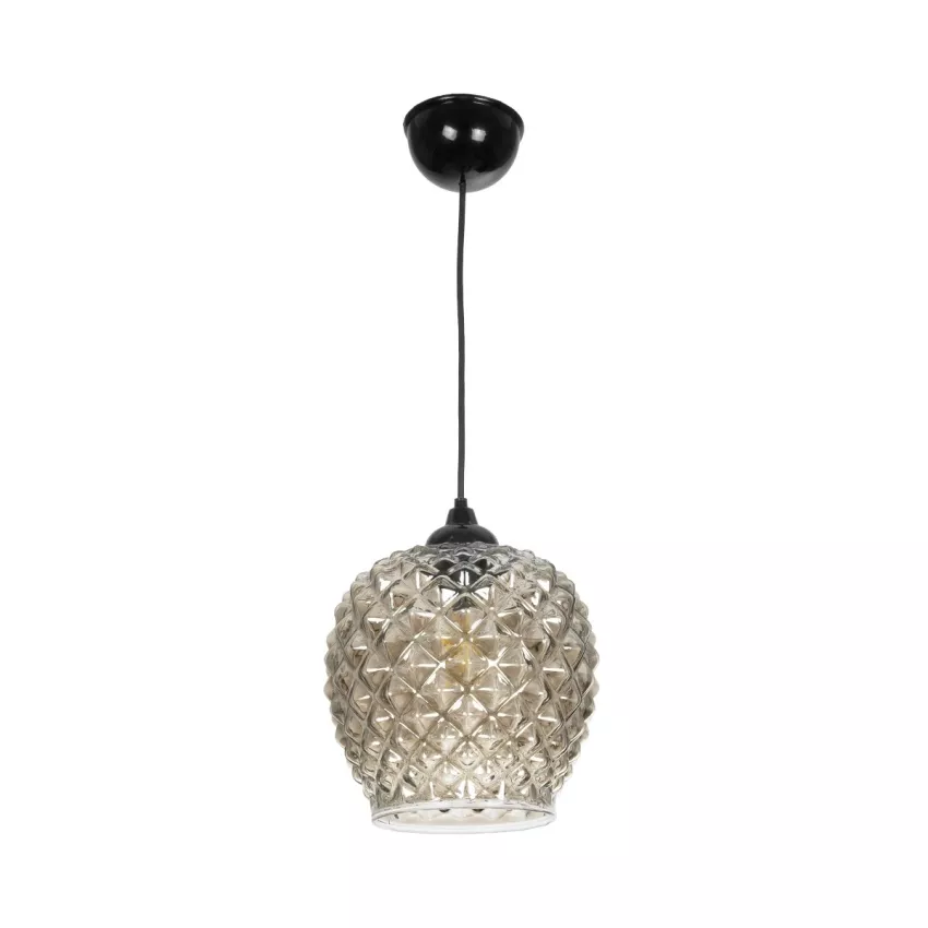 GLOBOSTAR® KEGEL  Μοντέρνο Κρεμαστό Φωτιστικό Οροφής με Ντουί 1 x E27 AC 220-240V IP20 - Μαύρο Φιμέ - Μ19 x Π19 x Υ19cm