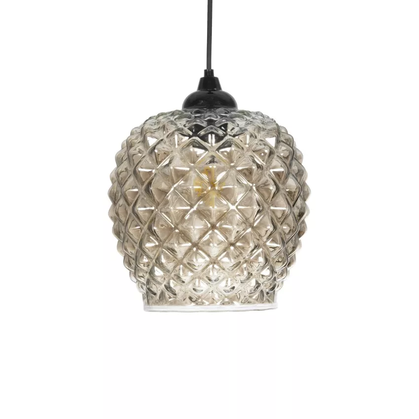 GLOBOSTAR® KEGEL  Μοντέρνο Κρεμαστό Φωτιστικό Οροφής με Ντουί 1 x E27 AC 220-240V IP20 - Μαύρο Φιμέ - Μ19 x Π19 x Υ19cm