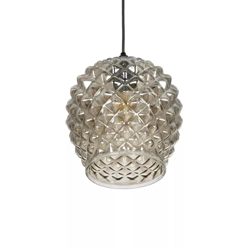 GLOBOSTAR® KEGEL  Μοντέρνο Κρεμαστό Φωτιστικό Οροφής με Ντουί 1 x E27 AC 220-240V IP20 - Μαύρο Φιμέ - Μ19 x Π19 x Υ19cm