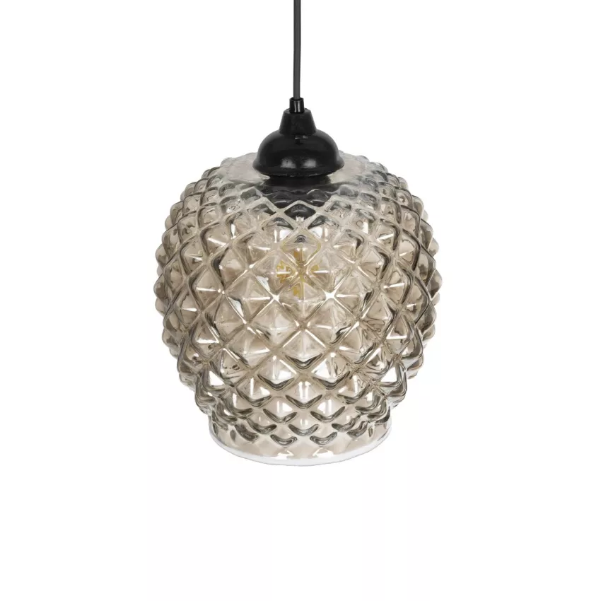 GLOBOSTAR® KEGEL  Μοντέρνο Κρεμαστό Φωτιστικό Οροφής με Ντουί 1 x E27 AC 220-240V IP20 - Μαύρο Φιμέ - Μ19 x Π19 x Υ19cm