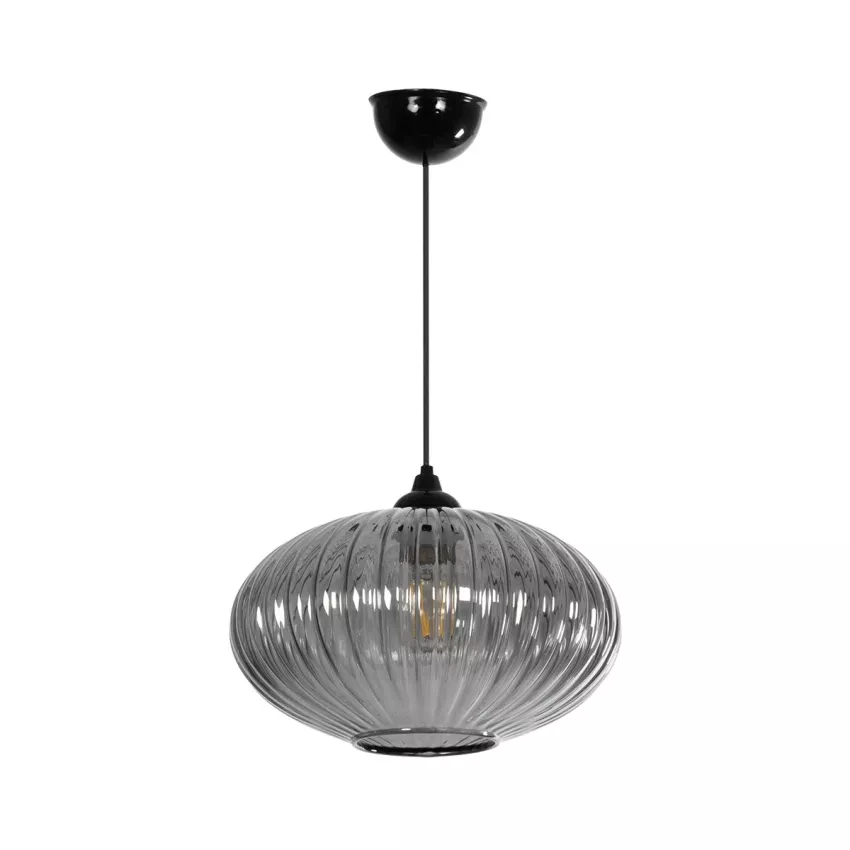 GLOBOSTAR® PERA  Μοντέρνο Κρεμαστό Φωτιστικό Οροφής με Ντουί 1 x E27 AC 220-240V IP20 - Μαύρο Φιμέ - Μ30 x Π30 x Υ22cm