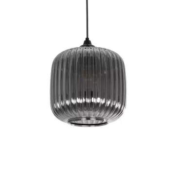 GLOBOSTAR® MELONI  Μοντέρνο Κρεμαστό Φωτιστικό Οροφής με Ντουί 1 x E27 AC 220-240V IP20 - Μαύρο Φιμέ - Μ20 x Π20 x Υ24cm