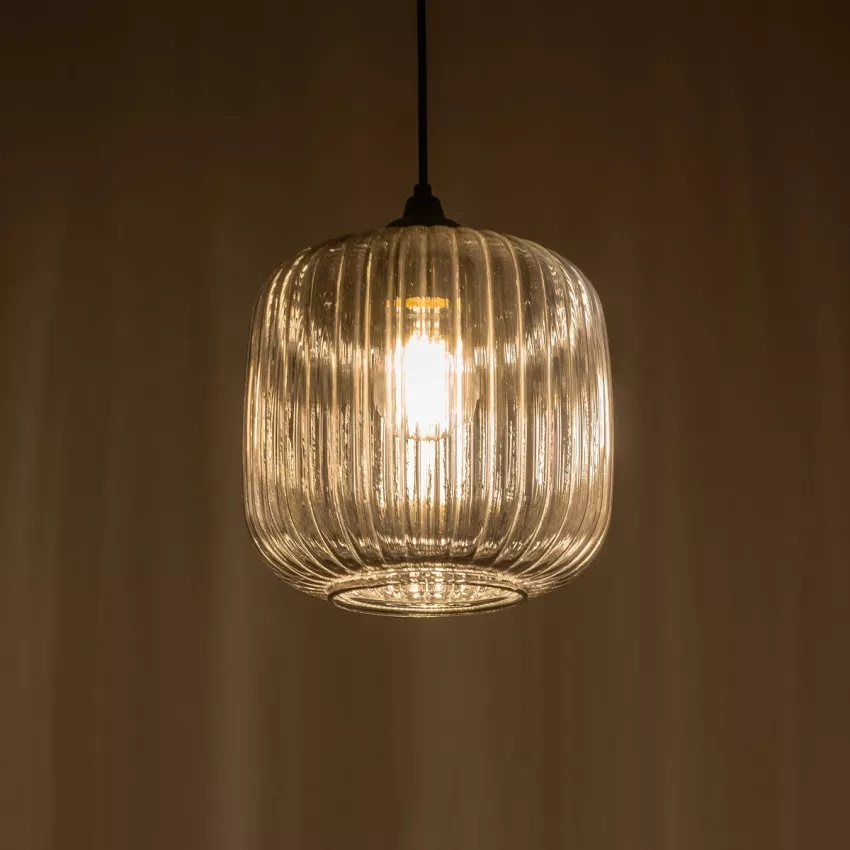 GLOBOSTAR® MELONI  Μοντέρνο Κρεμαστό Φωτιστικό Οροφής με Ντουί 1 x E27 AC 220-240V IP20 - Μαύρο Φιμέ - Μ20 x Π20 x Υ24cm