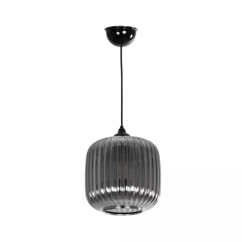 GLOBOSTAR® MELONI  Μοντέρνο Κρεμαστό Φωτιστικό Οροφής με Ντουί 1 x E27 AC 220-240V IP20 - Μαύρο Φιμέ - Μ20 x Π20 x Υ24cm