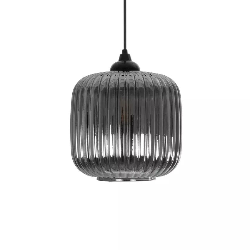 GLOBOSTAR® MELONI  Μοντέρνο Κρεμαστό Φωτιστικό Οροφής με Ντουί 1 x E27 AC 220-240V IP20 - Μαύρο Φιμέ - Μ20 x Π20 x Υ24cm