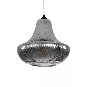 GLOBOSTAR® VERRE  Μοντέρνο Κρεμαστό Φωτιστικό Οροφής με Ντουί 1 x E27 AC 220-240V IP20 - Μαύρο Φιμέ - Μ38 x Π38 x Υ34cm