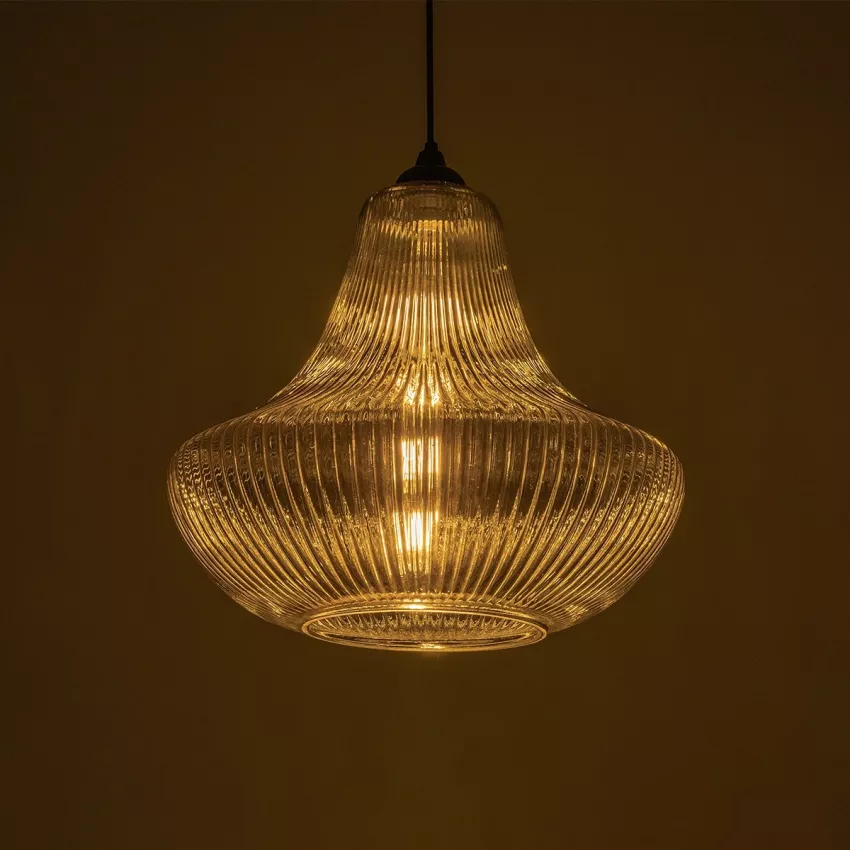 GLOBOSTAR® VERRE  Μοντέρνο Κρεμαστό Φωτιστικό Οροφής με Ντουί 1 x E27 AC 220-240V IP20 - Μαύρο Φιμέ - Μ38 x Π38 x Υ34cm