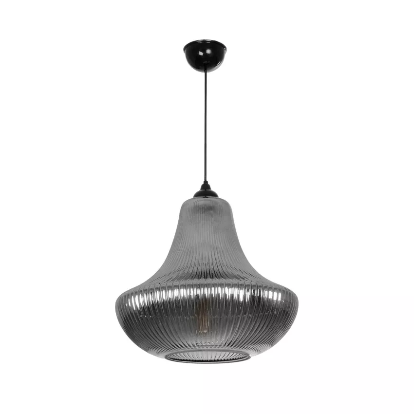 GLOBOSTAR® VERRE  Μοντέρνο Κρεμαστό Φωτιστικό Οροφής με Ντουί 1 x E27 AC 220-240V IP20 - Μαύρο Φιμέ - Μ38 x Π38 x Υ34cm