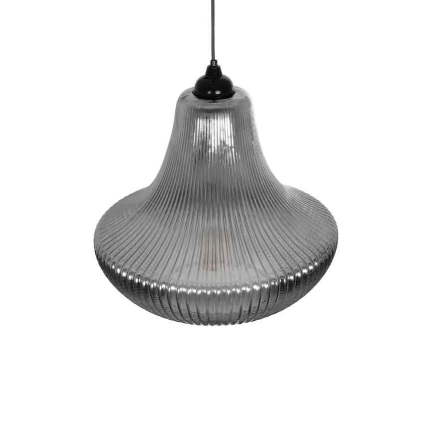 GLOBOSTAR® VERRE  Μοντέρνο Κρεμαστό Φωτιστικό Οροφής με Ντουί 1 x E27 AC 220-240V IP20 - Μαύρο Φιμέ - Μ38 x Π38 x Υ34cm