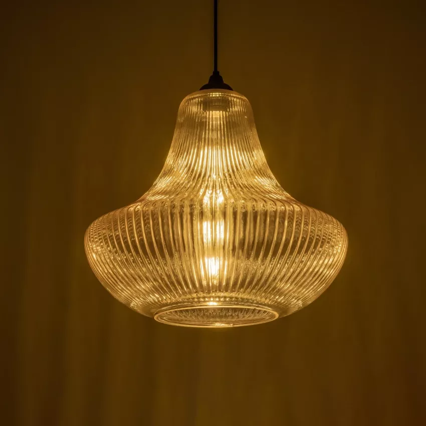 GLOBOSTAR® VERRE  Μοντέρνο Κρεμαστό Φωτιστικό Οροφής με Ντουί 1 x E27 AC 220-240V IP20 - Mελί - Μ38 x Π38 x Υ34cm