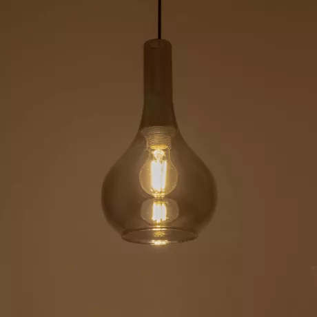 GLOBOSTAR® ΤΟΝΕ  Μοντέρνο Κρεμαστό Φωτιστικό Οροφής με Ντουί 1 x E27 AC 220-240V IP20 - Μαύρο Φιμέ - Μ20 x Π20 x Υ36cm