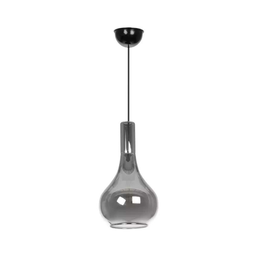 GLOBOSTAR® ΤΟΝΕ  Μοντέρνο Κρεμαστό Φωτιστικό Οροφής με Ντουί 1 x E27 AC 220-240V IP20 - Μαύρο Φιμέ - Μ20 x Π20 x Υ36cm